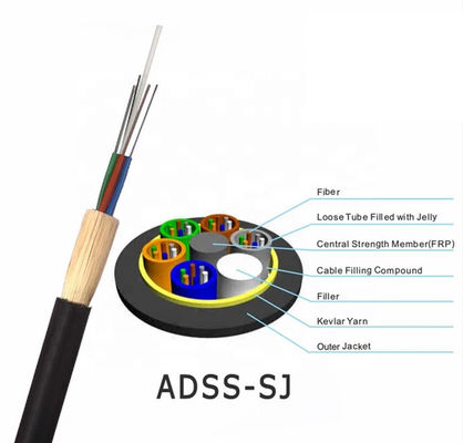 ADSS Glasfaserkabel 24-144-Kern FRP Zentralstärke-Mitglied Einzelmodus
