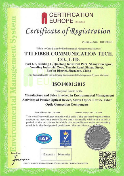 China Shenzhen TTI Fiber Communication Tech.co., Ltd. zertifizierungen