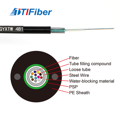 Glasfaserkabel 12Kern 24Kern 48Kern SM G652D Außendurchmesser 7,0mm Stahldraht PE schwarzes Fiberkabel
