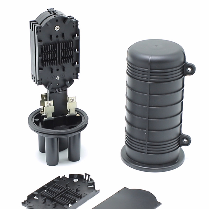 Kuppel-Faser-Optik-Box 12 Kern 24 Kern 36 Kern 1 Eingang 2 Ausgang ABS Schwarz Mini-Fiber Splice Schließung